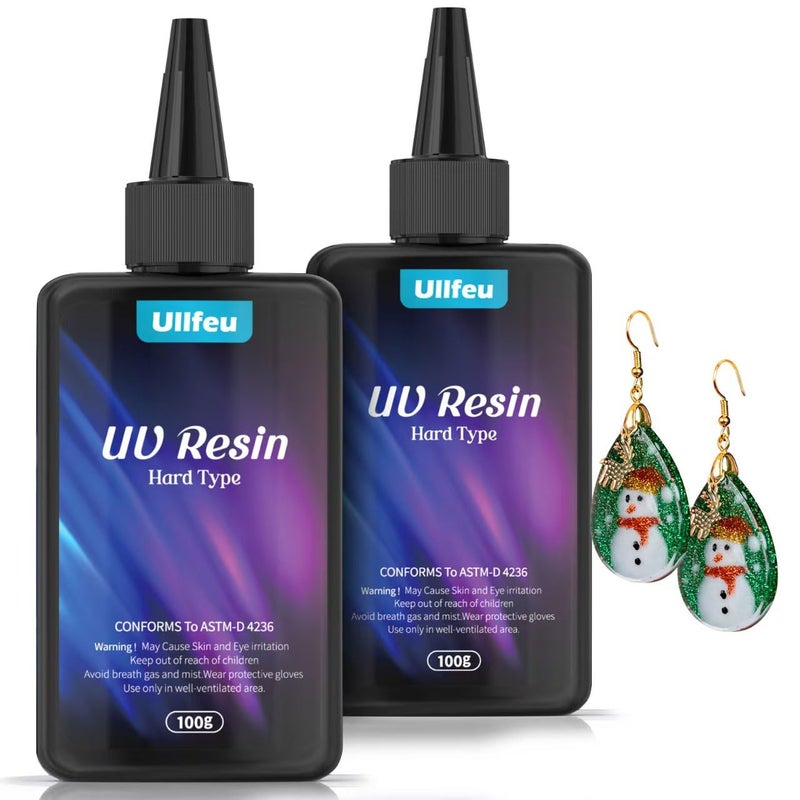 ULLFEU UV Resin 200g Bulk No Odor Upgrade Clear UV Epoxy Resin Kit Hard Fast Cure Jewelry Making Handmade DIY Craft Decoration Coating - Image 1